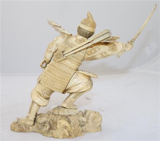 A Japanese sectional ivory figure of a Samurai warrior, early 20th century, height 20cm, slight losses